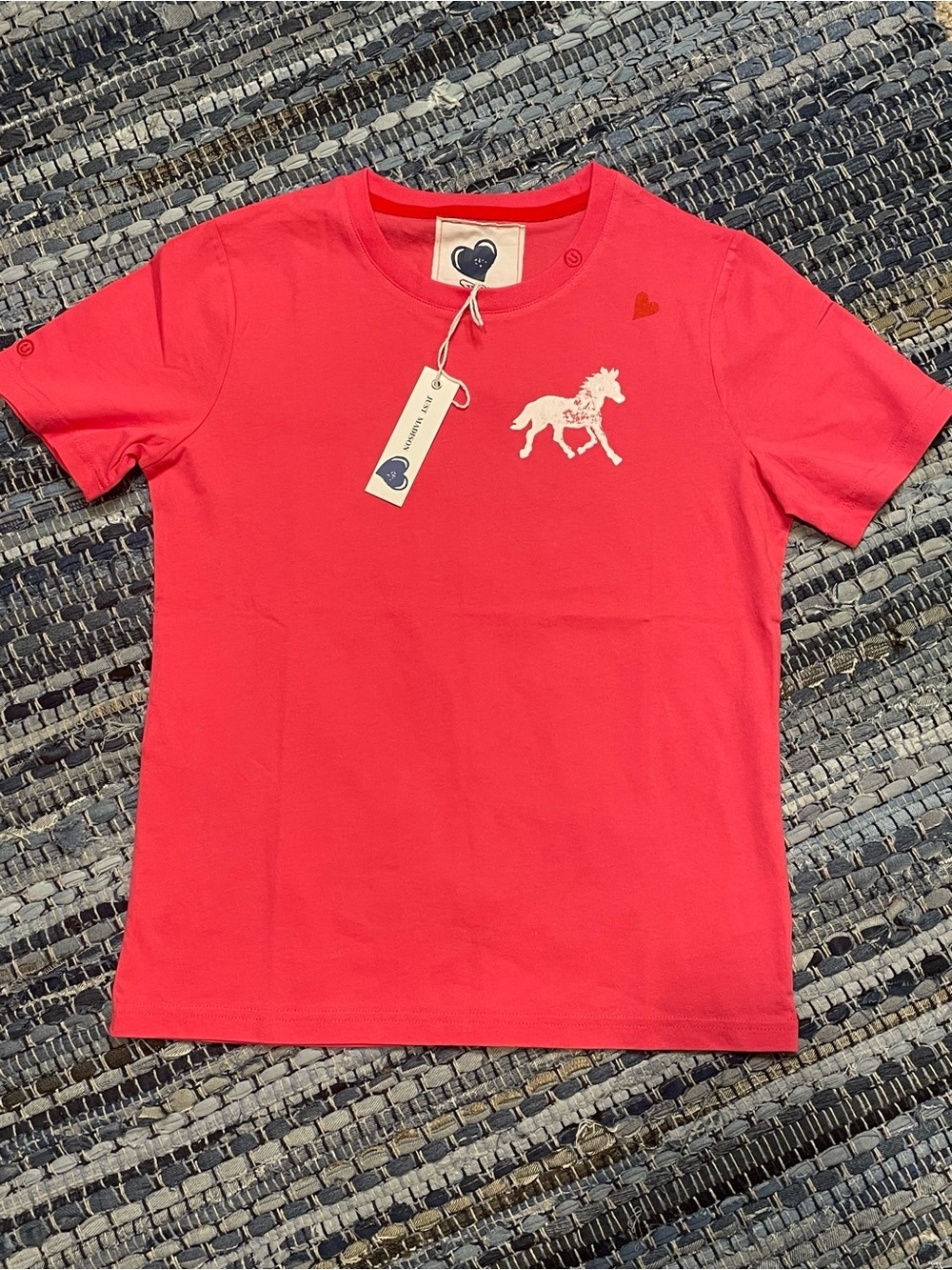 Just Madison Hot Pink Short Sleeve Tee with White Horse